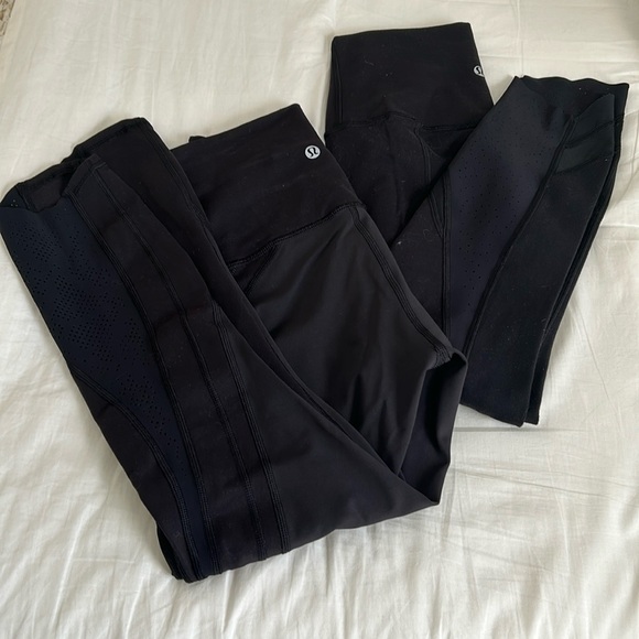 lululemon athletica Pants - Lululemon Black High-Rise Crop leggings size 4 (2 pair)
